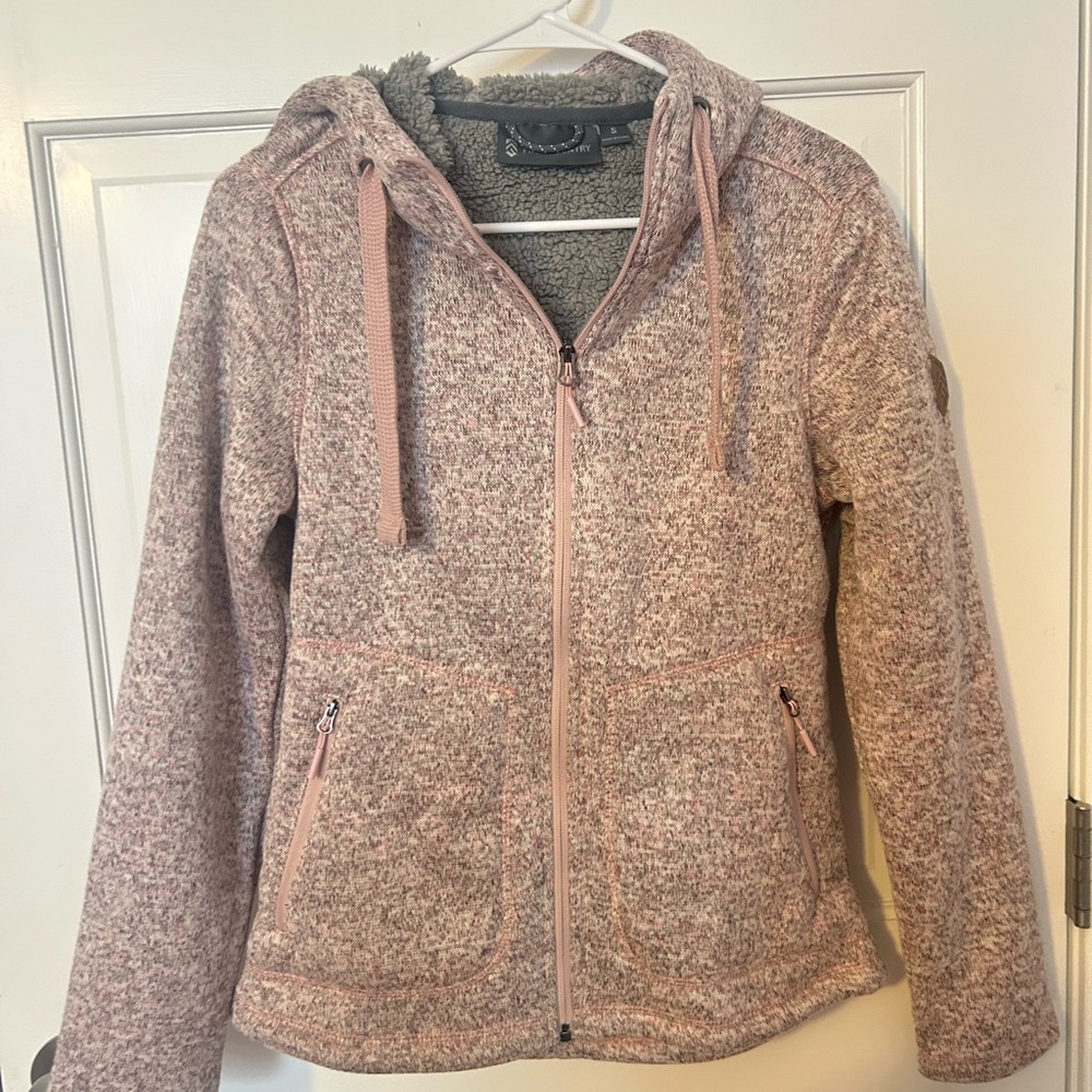 Free Country Women's Hooded Zip Teddy Jacket - Blush Mix